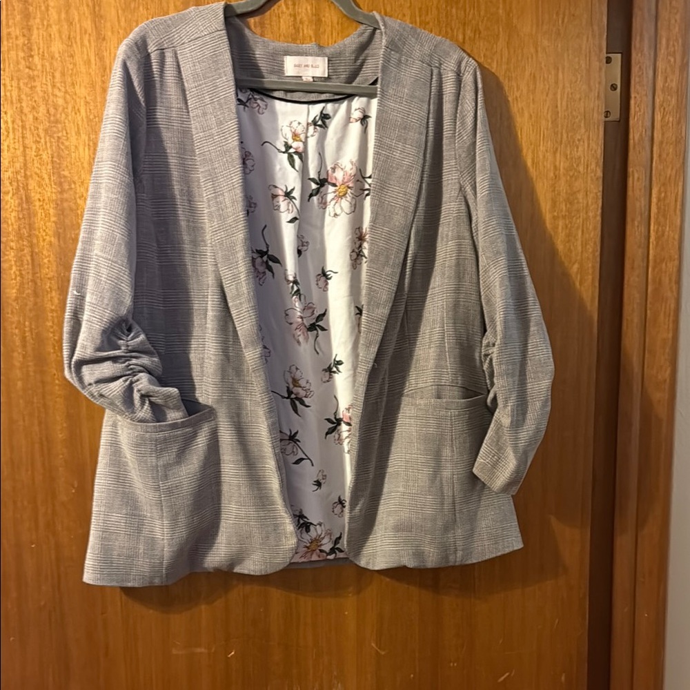 Skies Are Blue Gray Blazer Relaxed Fit Classic Design